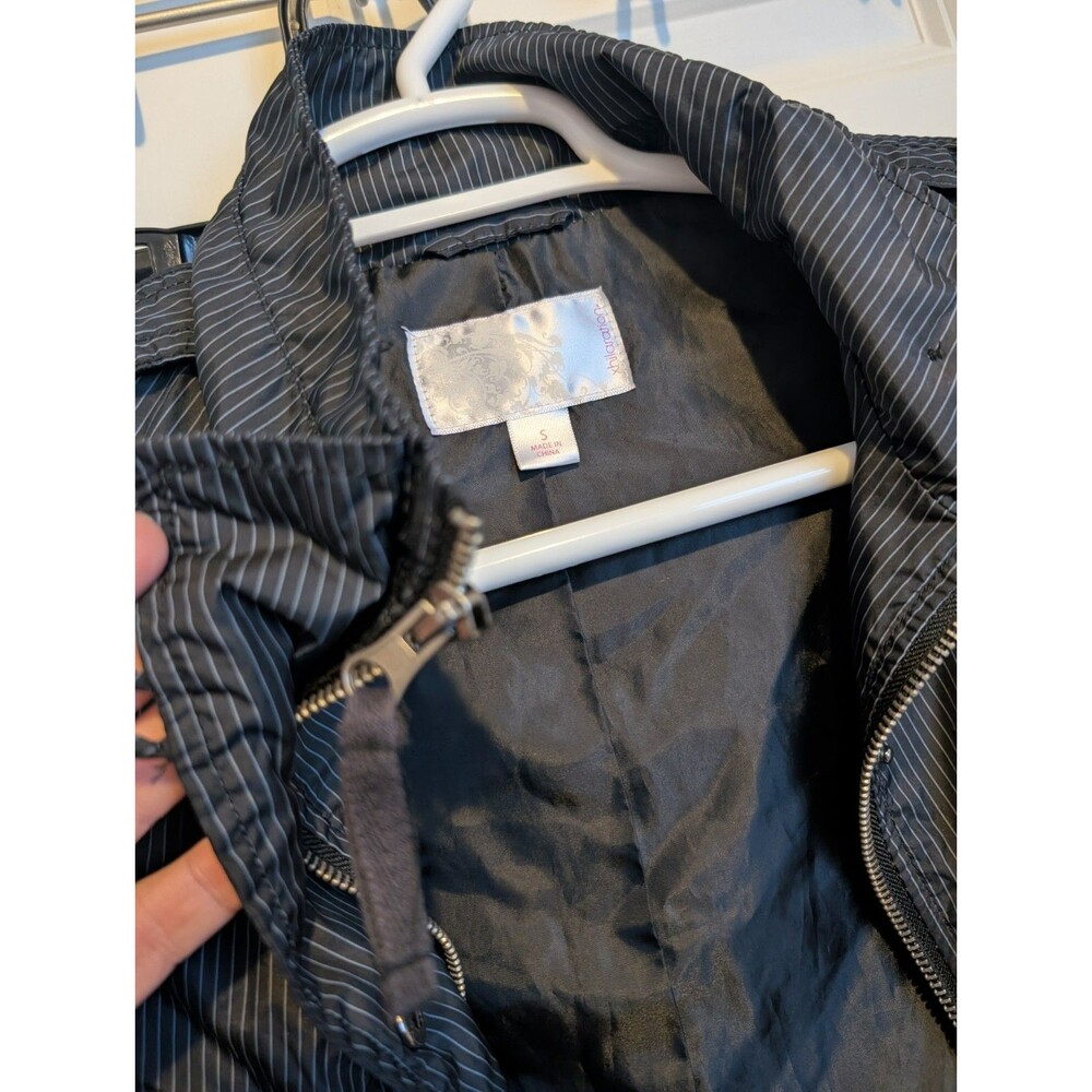 Xhilaration Women's Size Small Black Striped Lightweight Full Zip Midi Jacket